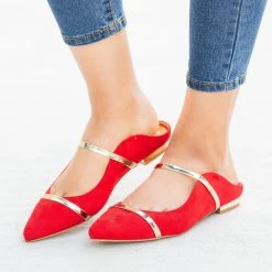 Catherine Gold Accented Designer Mule Flats