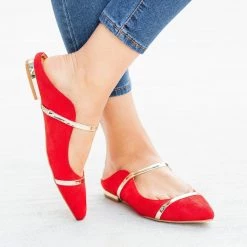 Catherine Gold Accented Designer Mule Flats