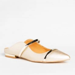 Catherine Gold Accented Designer Mule Flats