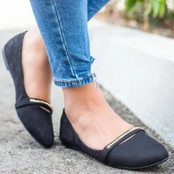 Anna Shoes Gold Bar Accented Flats