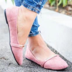 Anna Shoes Gold Bar Accented Flats