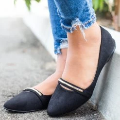 Anna Shoes Gold Bar Accented Flats