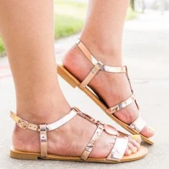 Bamboo Newest Arrivals Gold Decal T-Strap Sandals 7 Bamboo Newest Arrivals Gold Decal T-Strap Sandals