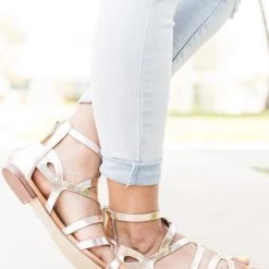 Breckelle's Gold Detailed Strappy Sandals Newest Arrivals