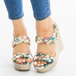 Qupid Shoes Gorgeous Braided Espadrille Sandal Wedges