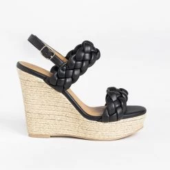 Qupid Shoes Gorgeous Braided Espadrille Sandal Wedges