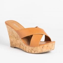 Fashion Focus Gorgeous Cork Mule Wedges