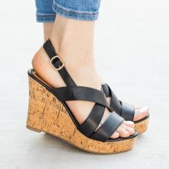 Fashion Focus Gorgeous Criss Cross Cork Wedges Newest Arrivals