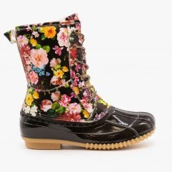 Via Pinky Gorgeous Floral Duck Boots Newest Arrivals