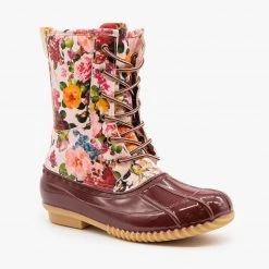 Via Pinky Gorgeous Floral Duck Boots Newest Arrivals