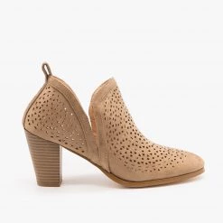 AMS Shoes Gorgeous Laser Cut Design Booties