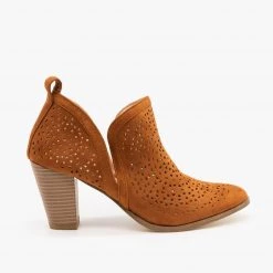 AMS Shoes Gorgeous Laser Cut Design Booties