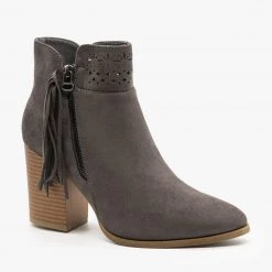 Refresh Gorgeous Laser Cut Fringe Booties Newest Arrivals