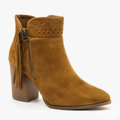 Refresh Gorgeous Laser Cut Fringe Booties Newest Arrivals