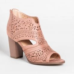 Refresh Gorgeous Laser Cut Open-Toe Booties FINAL SALE
