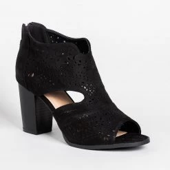 Refresh Gorgeous Laser Cut Open-Toe Booties FINAL SALE