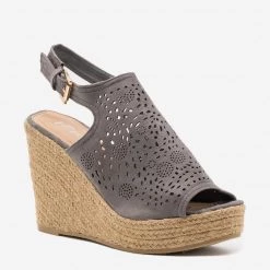 Refresh Gorgeous Laser Cut Open-Toe Espadrille Wedges Newest Arrivals