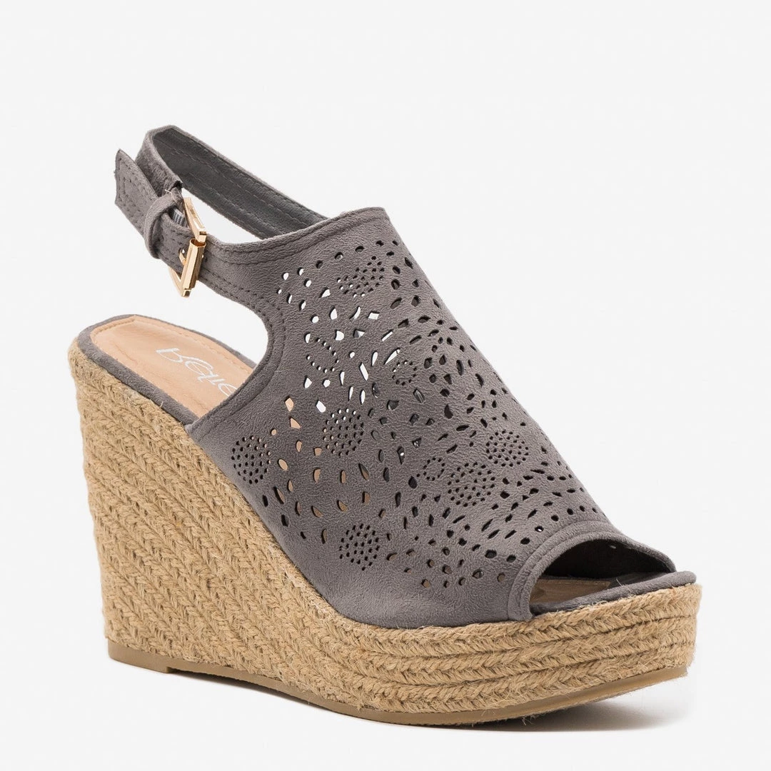 Refresh Gorgeous Laser Cut Open-Toe Espadrille Wedges Newest Arrivals 2 Refresh Gorgeous Laser Cut Open-Toe Espadrille Wedges Newest Arrivals