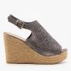 Refresh Gorgeous Laser Cut Open-Toe Espadrille Wedges Newest Arrivals