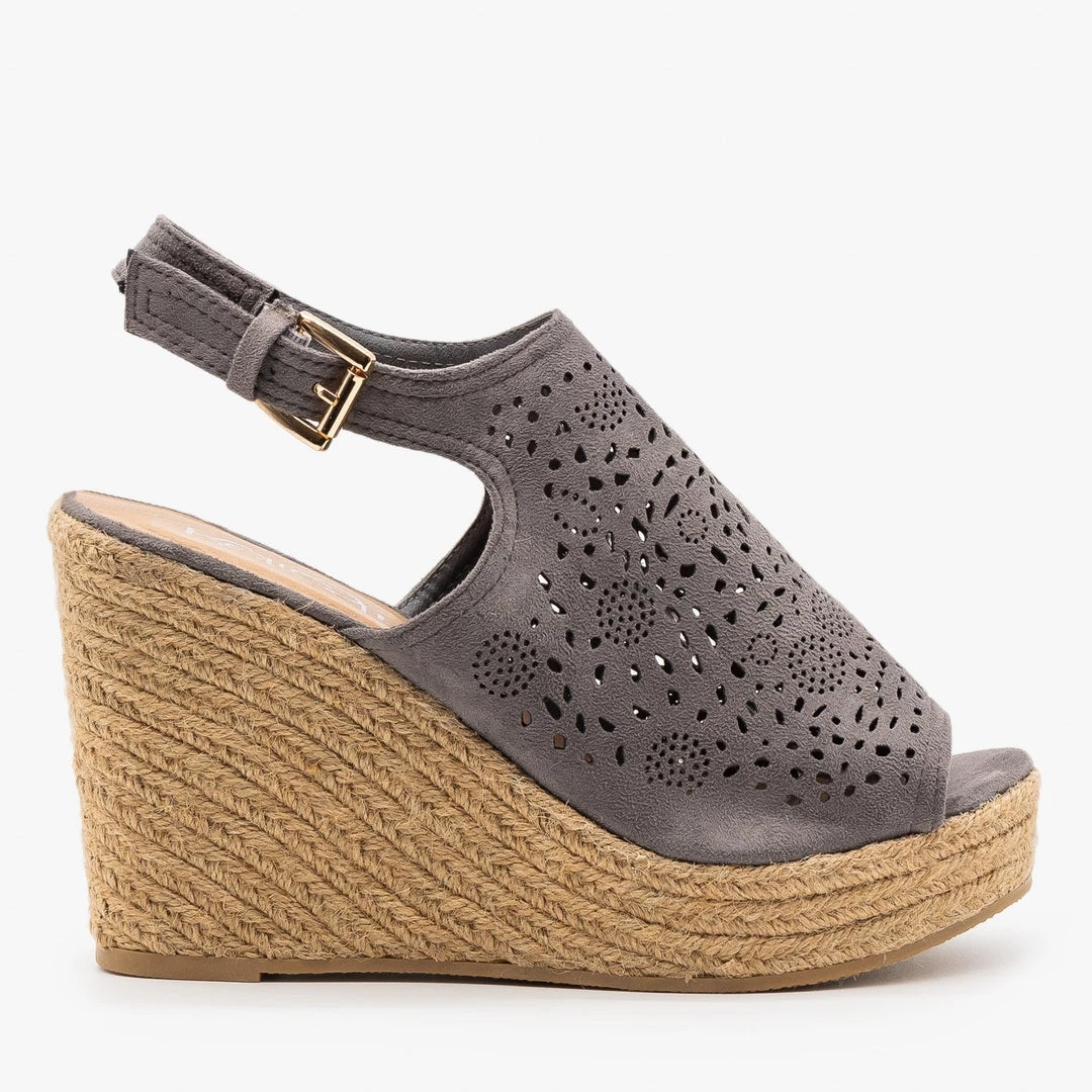 Refresh Gorgeous Laser Cut Open-Toe Espadrille Wedges Newest Arrivals 1 Refresh Gorgeous Laser Cut Open-Toe Espadrille Wedges Newest Arrivals