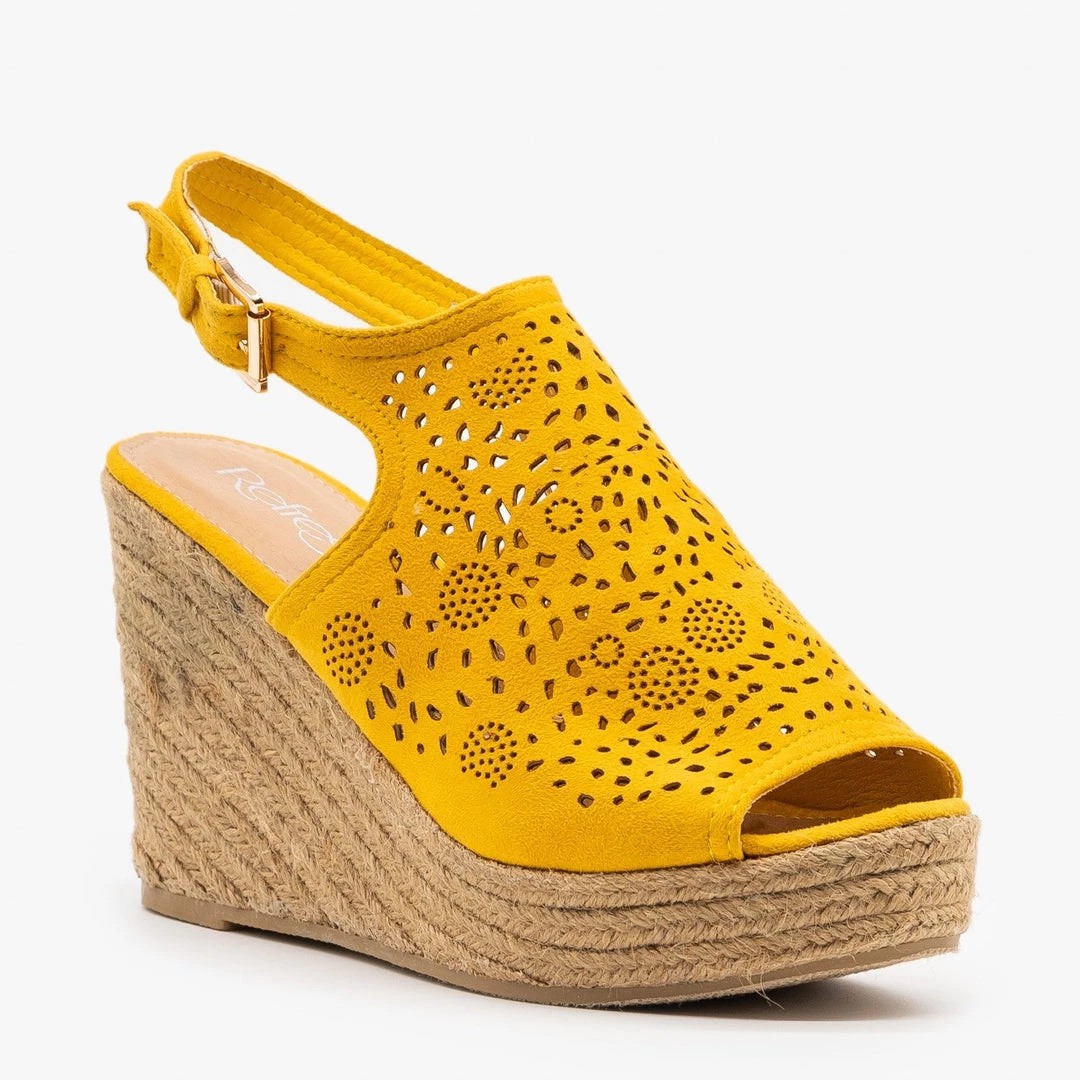 Refresh Gorgeous Laser Cut Open-Toe Espadrille Wedges Newest Arrivals 6 Refresh Gorgeous Laser Cut Open-Toe Espadrille Wedges Newest Arrivals