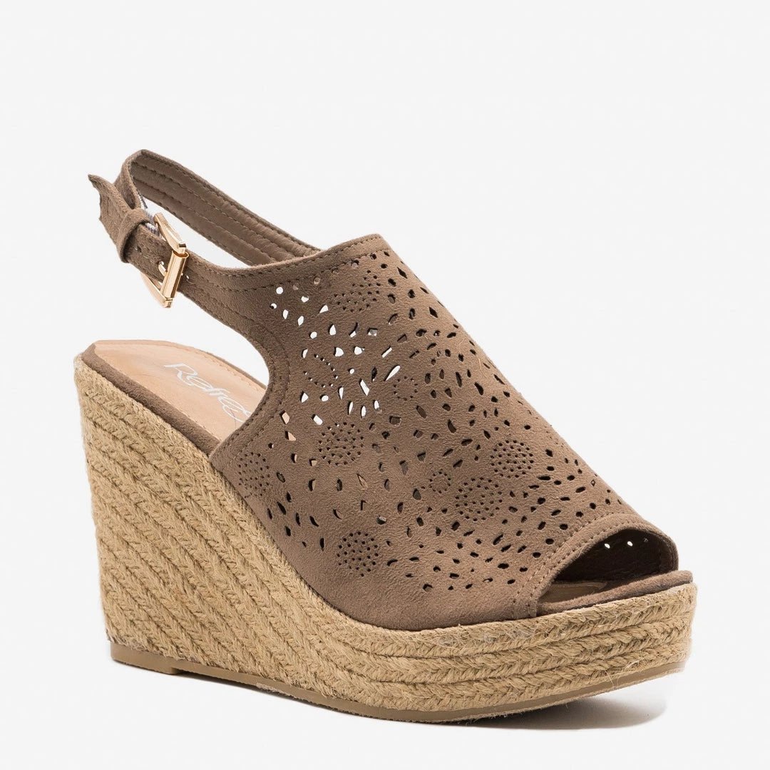 Refresh Gorgeous Laser Cut Open-Toe Espadrille Wedges Newest Arrivals 9 Refresh Gorgeous Laser Cut Open-Toe Espadrille Wedges Newest Arrivals