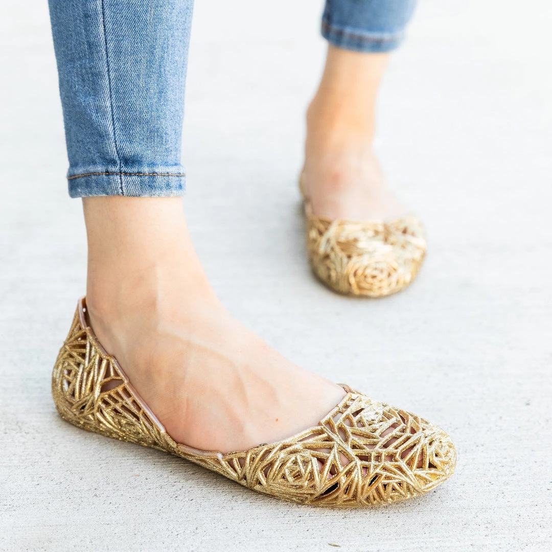 Anna Shoes Gorgeous Rose Design Glitter Jelly Flats Newest Arrivals 6 Anna Shoes Gorgeous Rose Design Glitter Jelly Flats Newest Arrivals