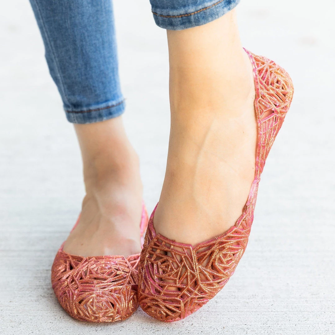 Anna Shoes Gorgeous Rose Design Glitter Jelly Flats Newest Arrivals 3 Anna Shoes Gorgeous Rose Design Glitter Jelly Flats Newest Arrivals