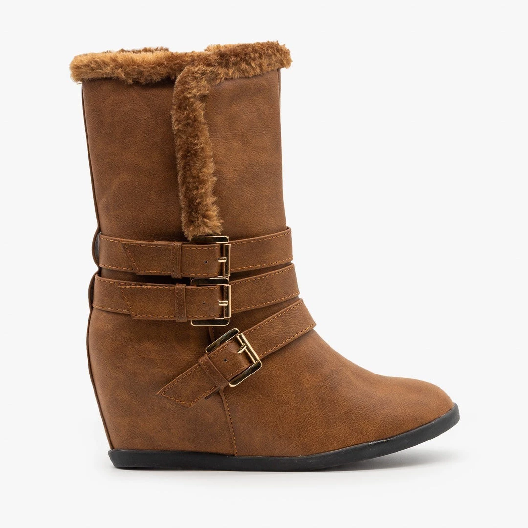 Reneeze Shoes Newest Arrivals Inner Wedge Triple-Buckled Boots 1 Reneeze Shoes Newest Arrivals Inner Wedge Triple-Buckled Boots