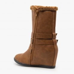 Reneeze Shoes Newest Arrivals Inner Wedge Triple-Buckled Boots