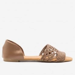 Qupid Shoes Intricately Woven Peep Toe Flats Newest Arrivals