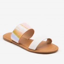 Top Moda Iridescent Rainbow Snake Sandals