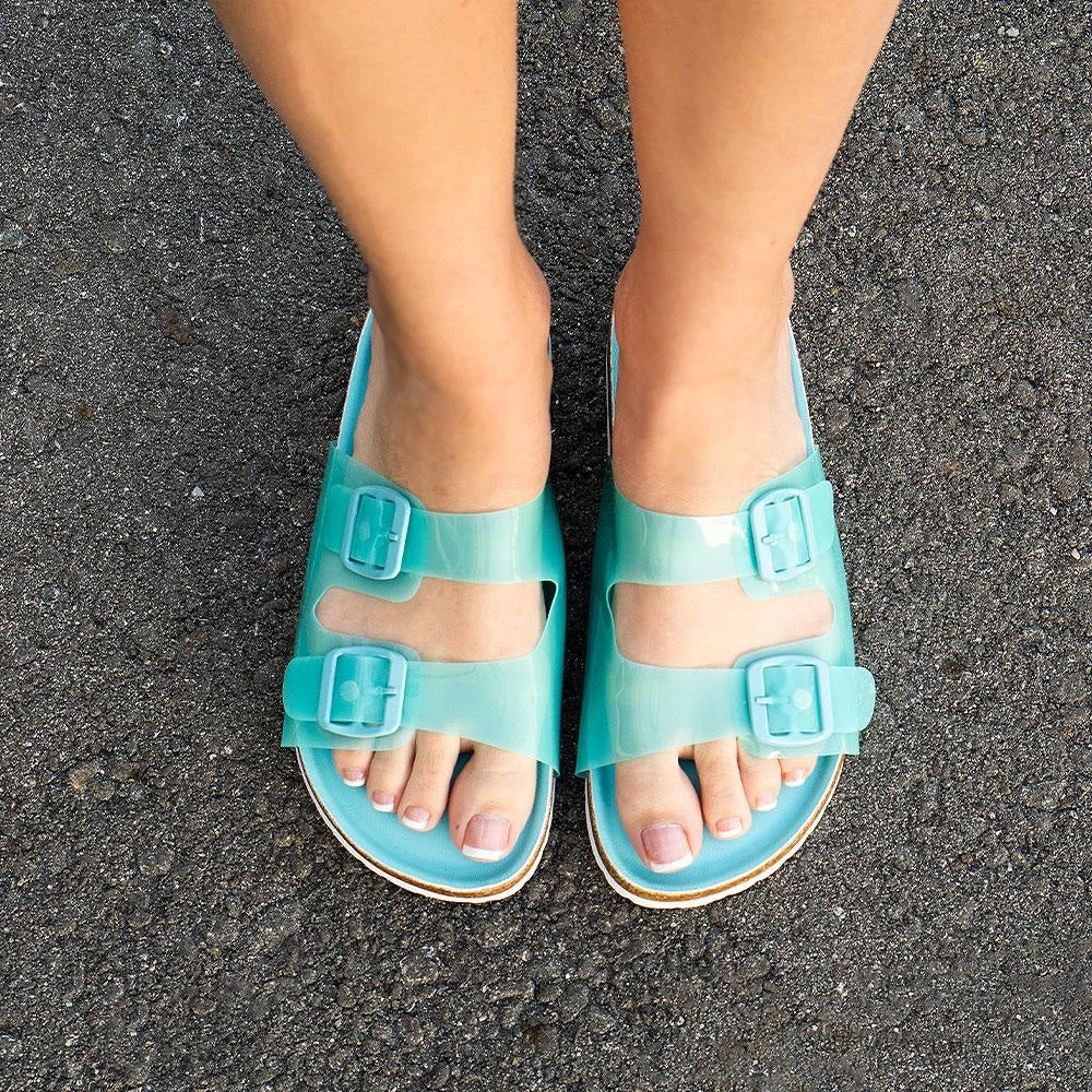 Bamboo Joleen Buckled Jelly Slides 2 Bamboo Joleen Buckled Jelly Slides