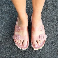 Bamboo Joleen Buckled Jelly Slides