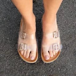 Bamboo Joleen Buckled Jelly Slides 5 Bamboo Joleen Buckled Jelly Slides