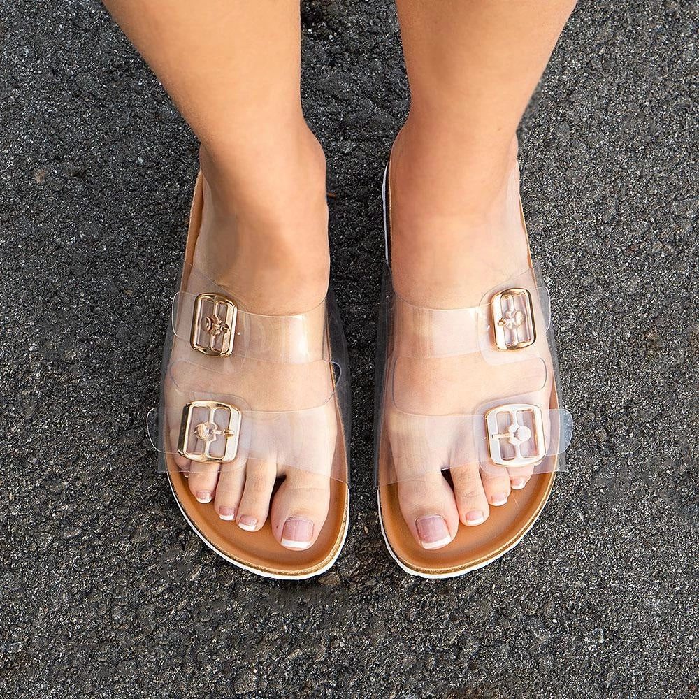 Bamboo Joleen Buckled Jelly Slides 3 Bamboo Joleen Buckled Jelly Slides