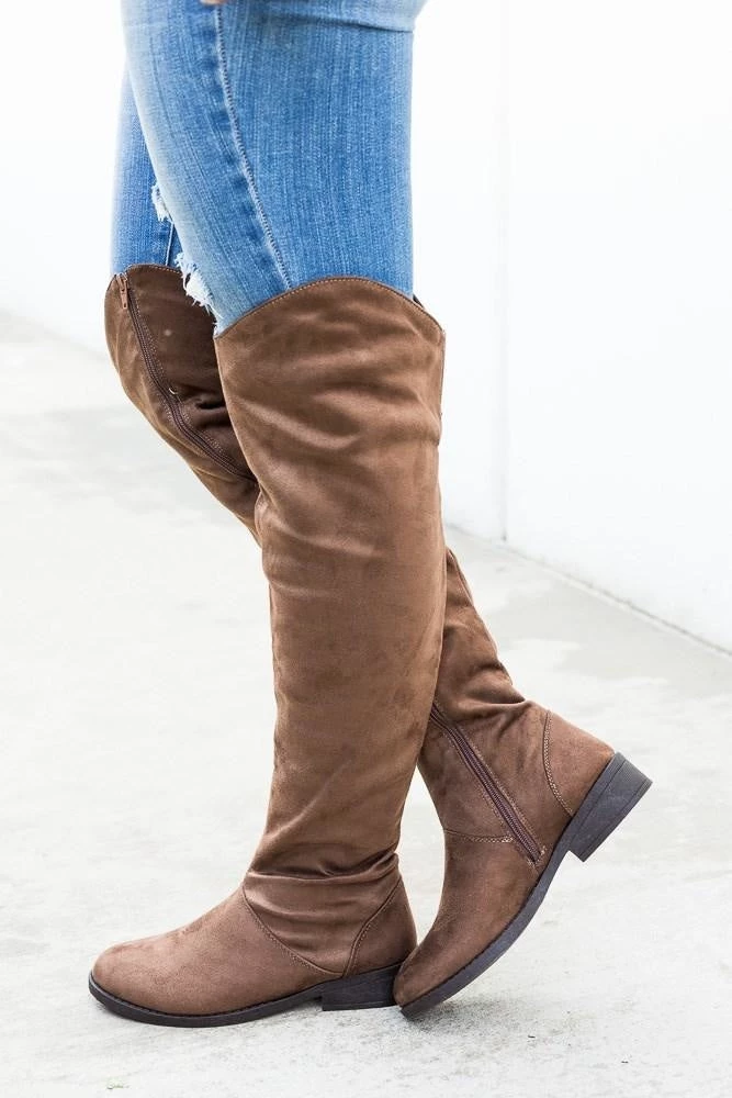 Qupid Shoes Knee-High Rounded Toe Boots 3 Qupid Shoes Knee-High Rounded Toe Boots