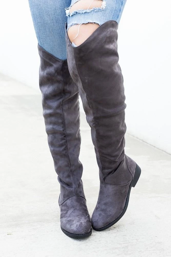 Qupid Shoes Knee-High Rounded Toe Boots 2 Qupid Shoes Knee-High Rounded Toe Boots