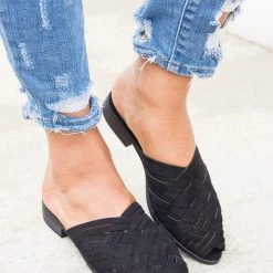 Qupid Shoes Knit Slip On Mule Flats Newest Arrivals