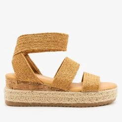 Bamboo Shoes Newest Arrivals Knitted Espadrille Cork Wedges
