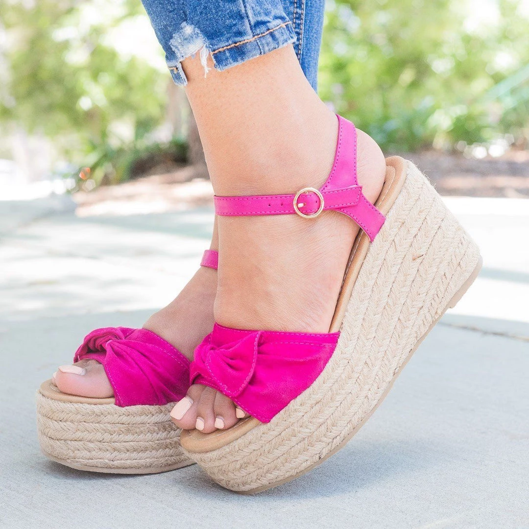 Unbranded/Generic Knotted Espadrille Platform Wedge 1 Unbranded/Generic Knotted Espadrille Platform Wedge