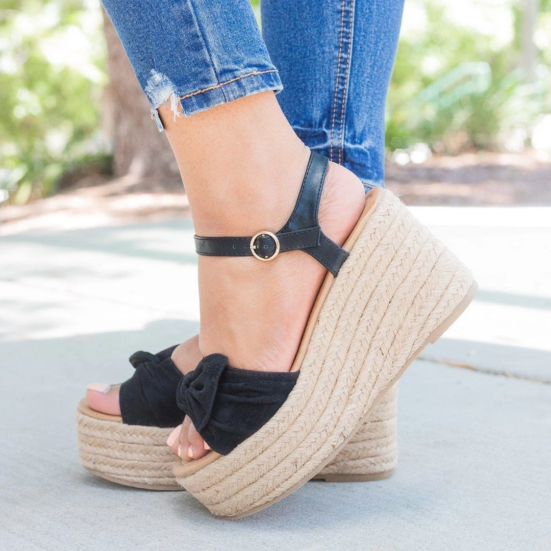 Unbranded/Generic Knotted Espadrille Platform Wedge 2 Unbranded/Generic Knotted Espadrille Platform Wedge
