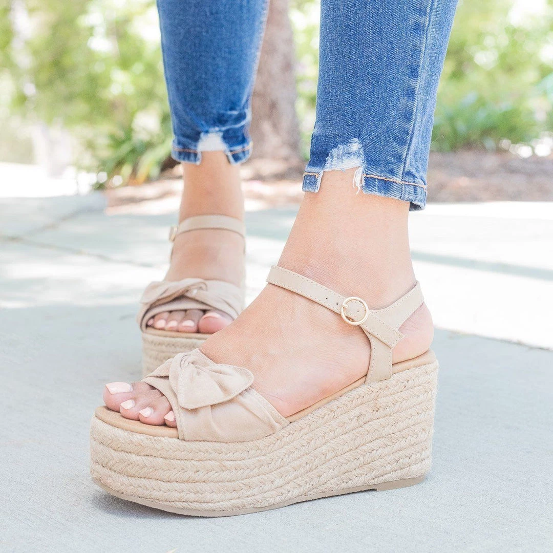 Unbranded/Generic Knotted Espadrille Platform Wedge 5 Unbranded/Generic Knotted Espadrille Platform Wedge
