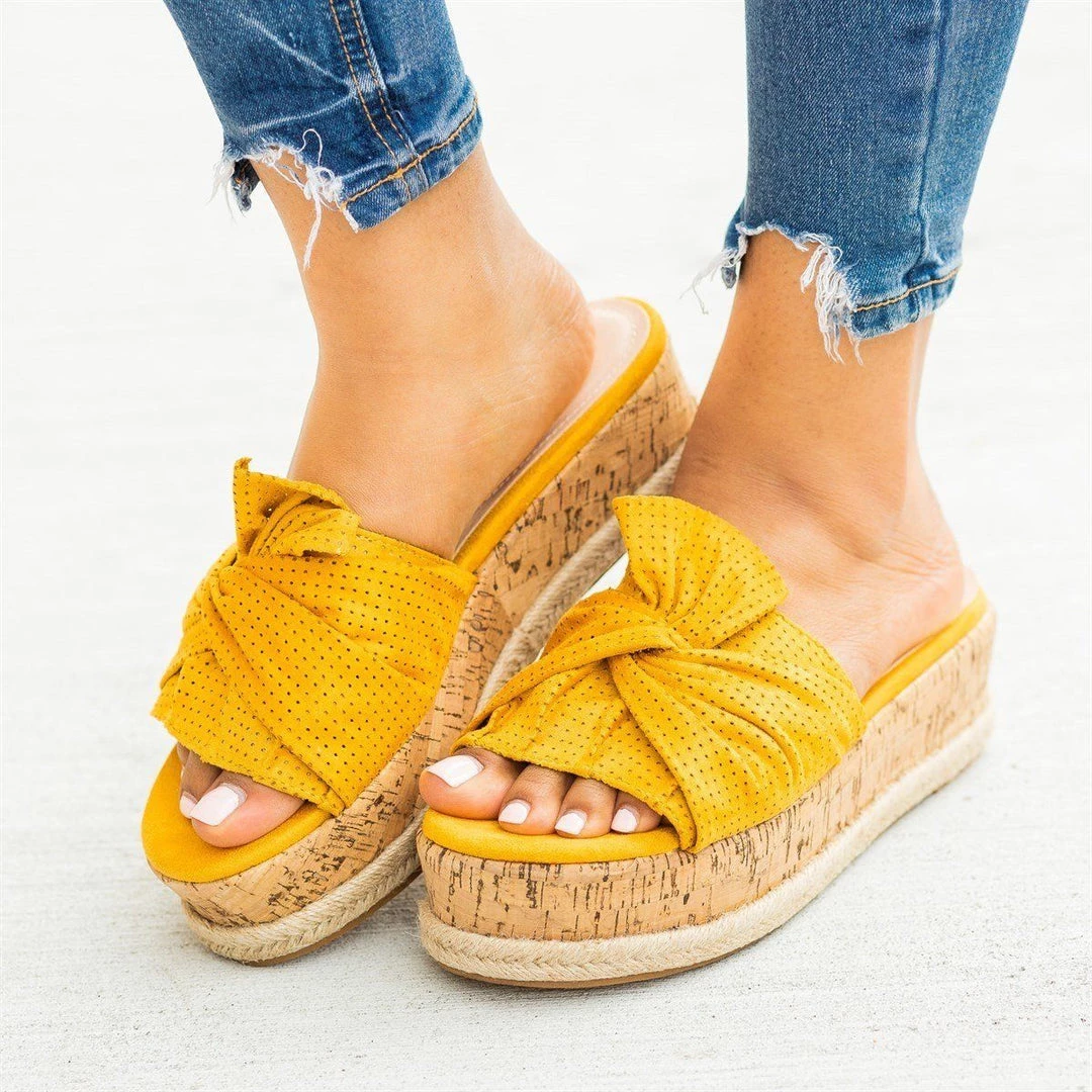 AMS Shoes Knotted Pinhole Cork Flatform Sandals 6 AMS Shoes Knotted Pinhole Cork Flatform Sandals