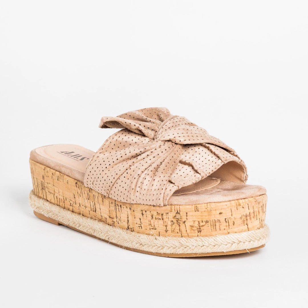 AMS Shoes Knotted Pinhole Cork Flatform Sandals 3 AMS Shoes Knotted Pinhole Cork Flatform Sandals