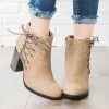 Bamboo Shoes Lace-up Chunky Heel Booties