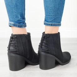 Soda Shoes Lace-Up Chunky Heel Booties Newest Arrivals