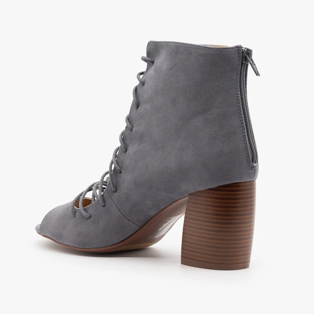 Qupid Shoes Lace-Up Cut-Out Heel Booties Newest Arrivals 6 Qupid Shoes Lace-Up Cut-Out Heel Booties Newest Arrivals