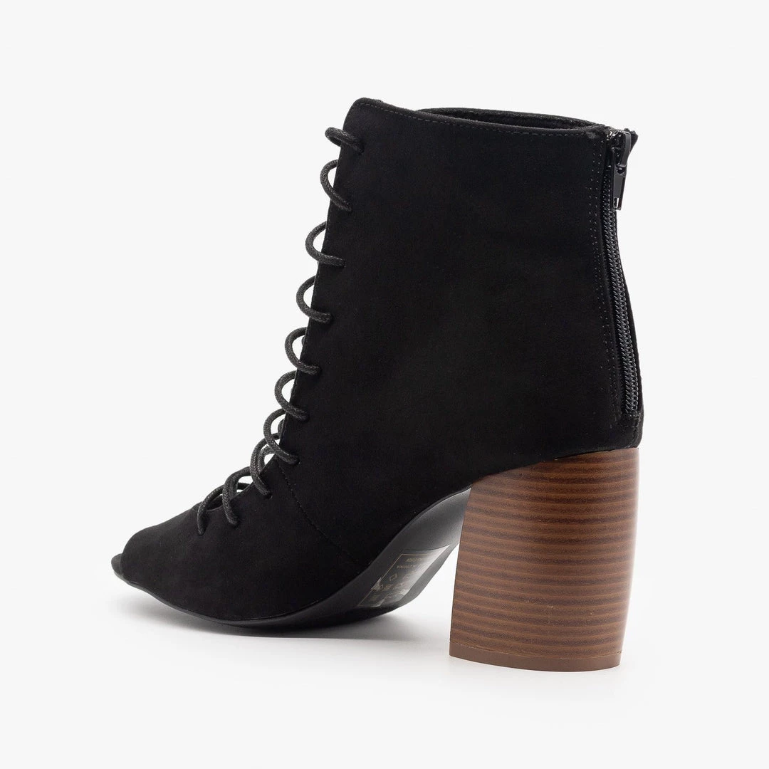 Qupid Shoes Lace-Up Cut-Out Heel Booties Newest Arrivals 9 Qupid Shoes Lace-Up Cut-Out Heel Booties Newest Arrivals
