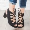 Bella Marie Lace-up Peep Toe Chunky Heels